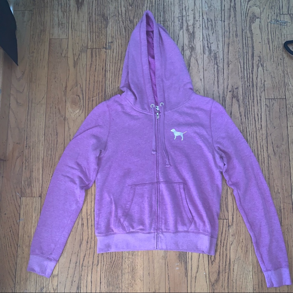 pink zip up hoodie
